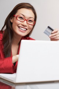 Woman online shopping